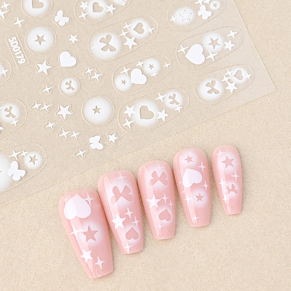1 Stück 5D Laser Baker Light Ocean Theme Nagelaufkleber Dream Bubble Nagelaufkleber Schillernder blauer und klarer holografischer Stern DIY Maniküre