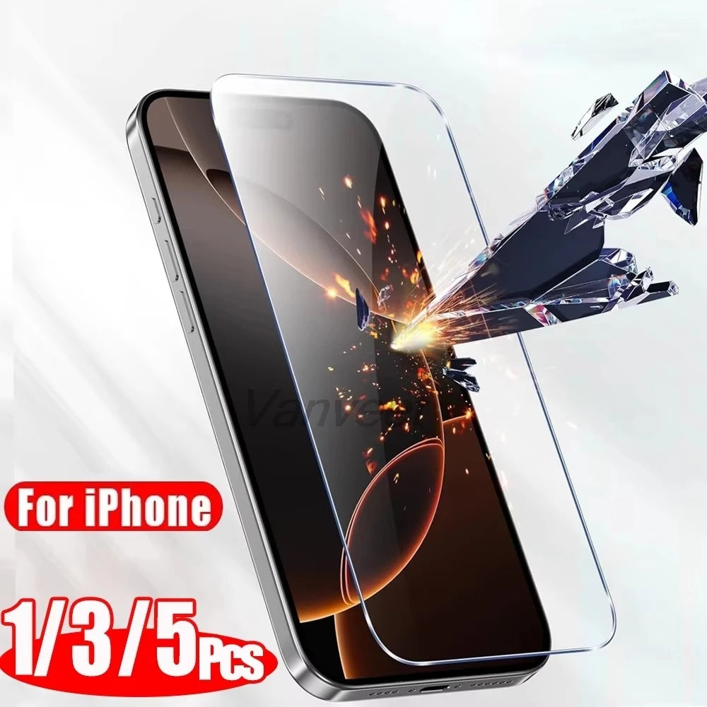 1-5PCS gehärtetes Glas für iPhone 15 Pro Max 16 11 15 17 14 Plus 12 Mini 13 8 XR 7 XS Max XS Air 6 16e 13 XR X Displayschutzfolie