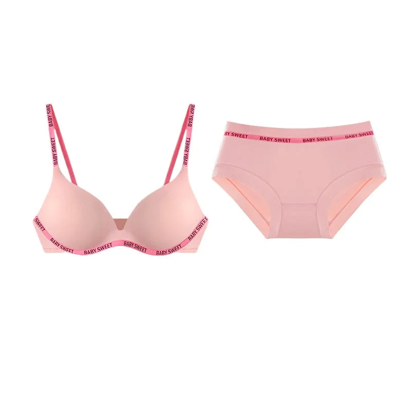Kabelloses, nicht gepolstertes BH-Set für kleine Brüste, nahtloser Komfort-Bralette und Slip, reine, elegante Damenunterwäsche für Teenager und Mädchen