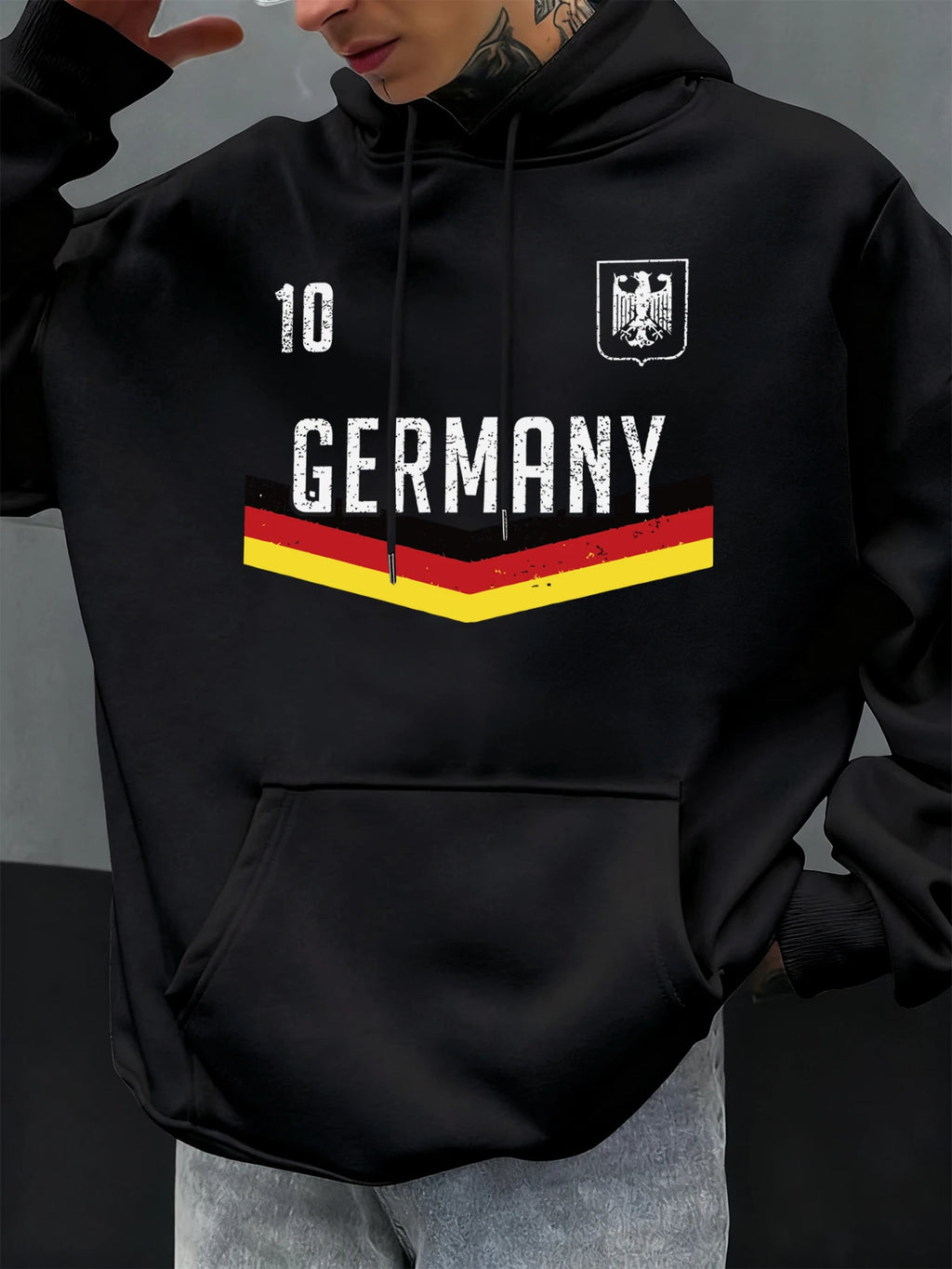 Deutschland Brief Drucke Herbst Männer Hoody Mehrfarbige Tasche Hoodies Casual Fleece Hoodie Komfortable Hip Hop Männliche Pullover