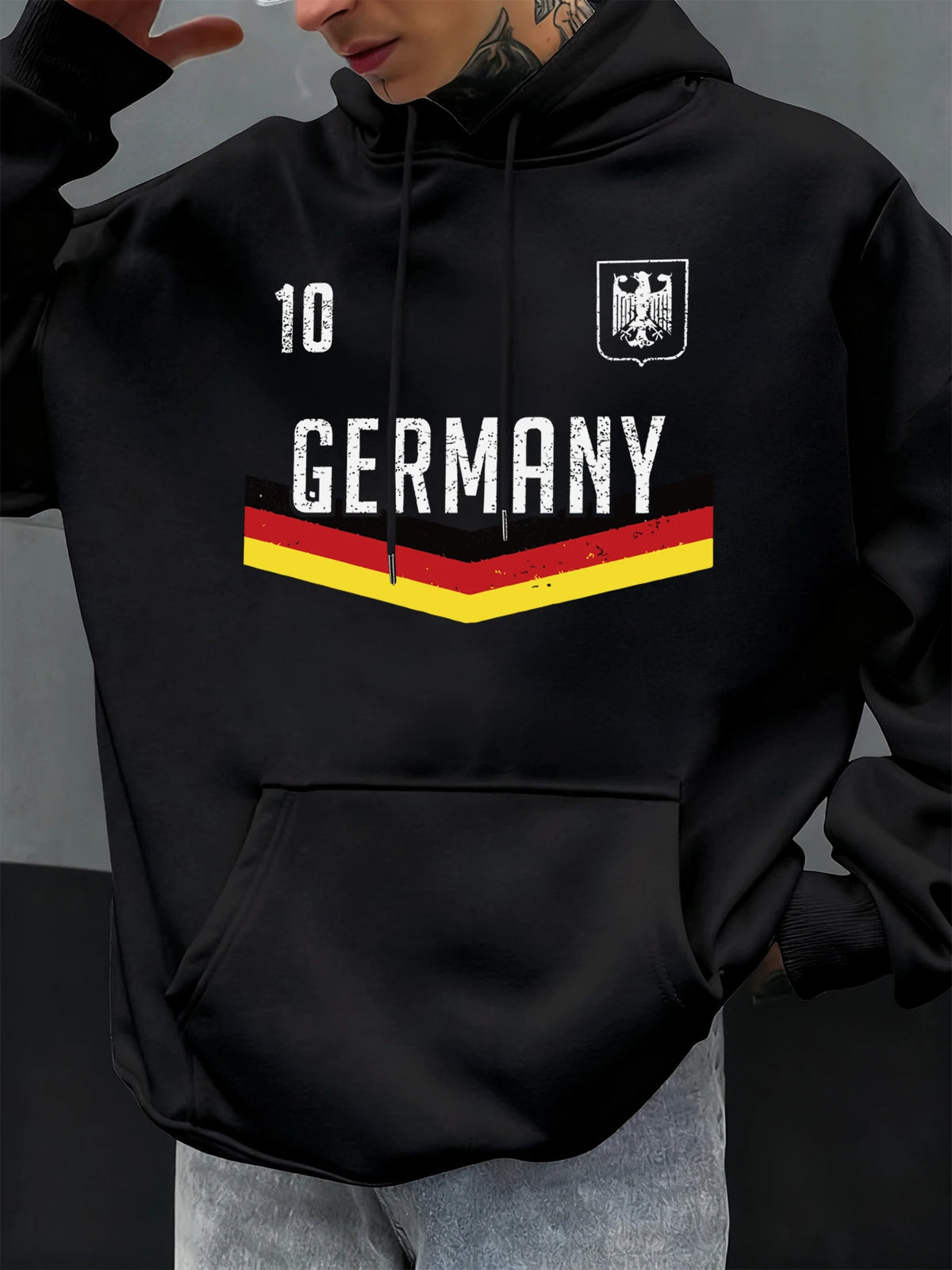 Deutschland Brief Drucke Herbst Männer Hoody Mehrfarbige Tasche Hoodies Casual Fleece Hoodie Komfortable Hip Hop Männliche Pullover