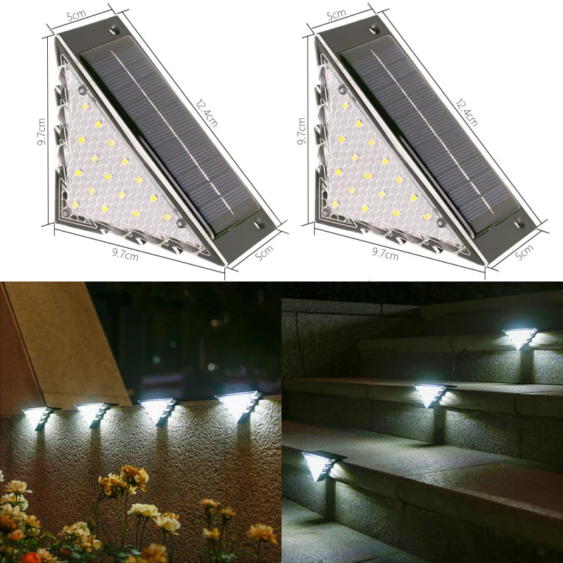 Solar-Stufenleuchten für den Außenbereich, wasserdicht, automatisches Ein- und Ausschalten, Solarlampe für Treppen, Terrasse, Hof, Veranda, Haustür, Gehweg, Dekoration