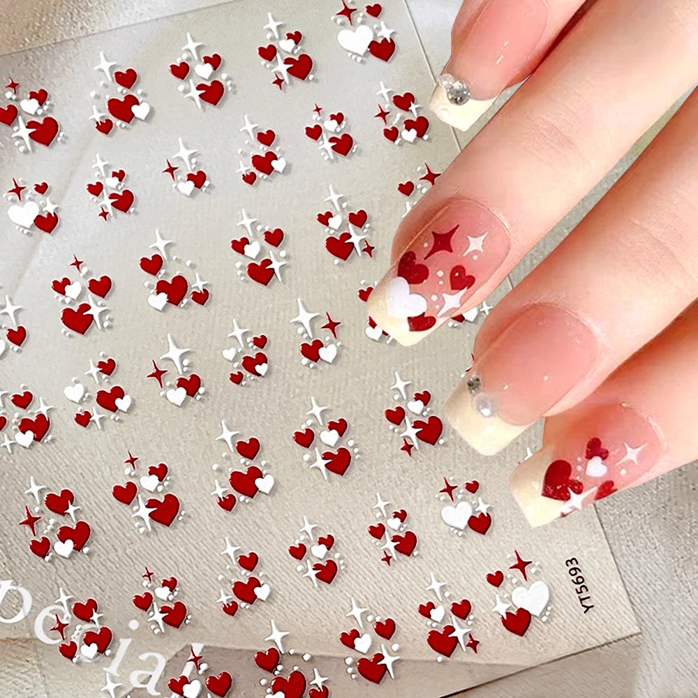 1 Stück rot kombiniertes Sternenlicht Nail Art Aufkleber Macaron Sternennacht Liebe rosa blau selbstklebende Nagelaufkleber Valentinstag Nail Art