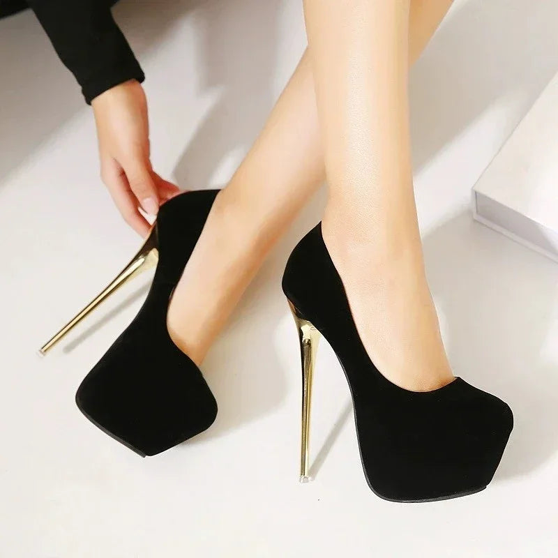 Modische neue Damenschuhe mit runder Spitze, bequem, mit schmalem Absatz, sexy und elegant, superhohe Absätze, Party-High-Heels