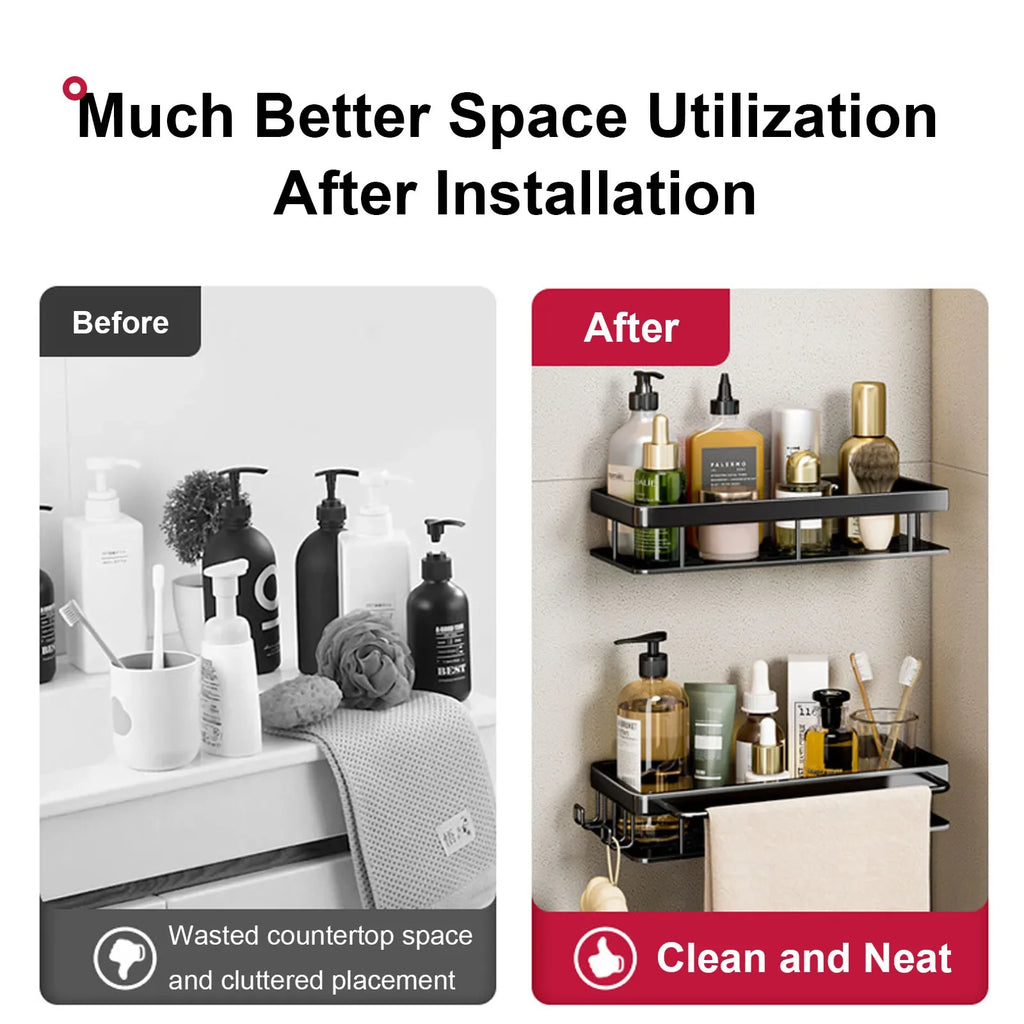 Bad Regal Kein Bohren Wand Montiert Shampoo Flasche Dusche Ecke Rack Wc Lagerung Rack Aluminium Bad Küche Zubehör