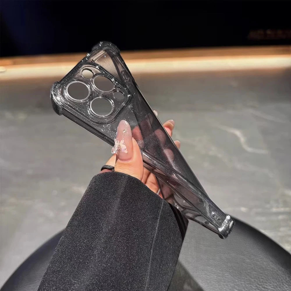 Glitzernde Antikollisions-Hülle für iPhone 17 Pro Max 16 Pro Max 15 14 12 13 Pro Max 11 Air 17Pro, klare Anti-Fall-Abdeckung mit vier Ecken