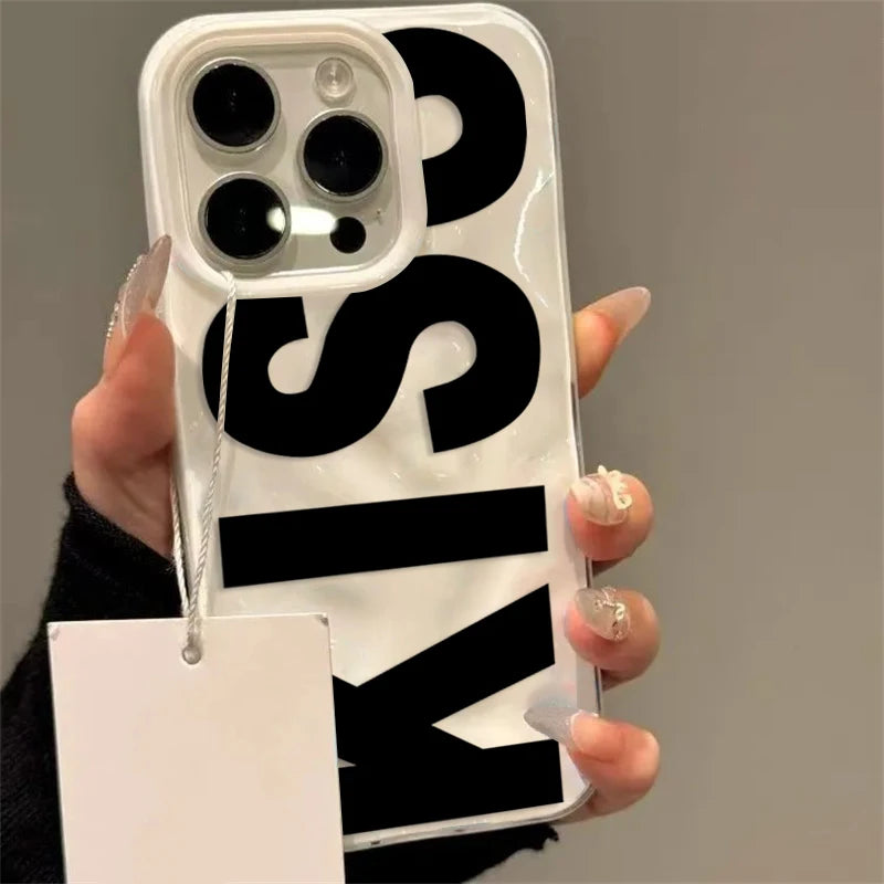 Personalisierte Handyhülle mit englischen Buchstaben und Kuss-Motiv für iPhone 17 16 15 Pro 14 11 12 13 Pro Max Air 16 Plus – Weiche TPU-Schutzhülle