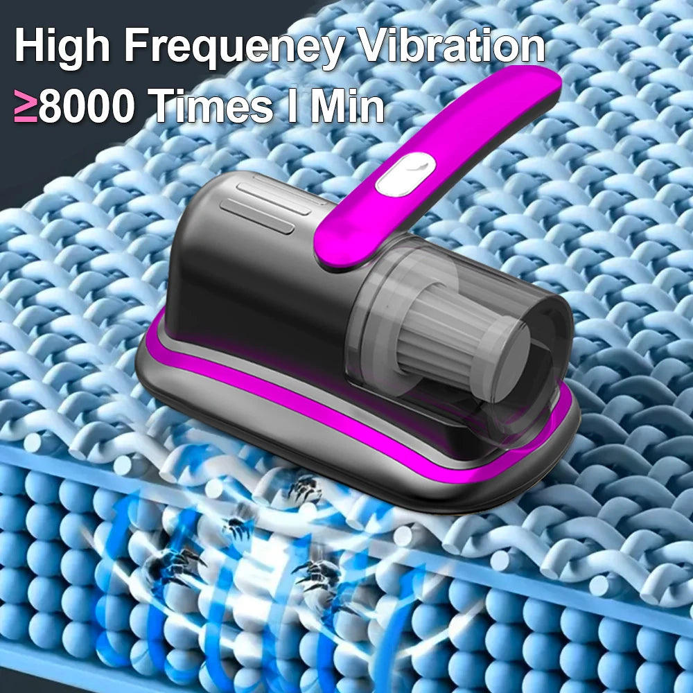 Kabelloser Handstaubsauger für Matratzen mit UV-C-Licht, HEPA-Filter und Ultraschallvibration, 12 kPa, für Bett, Sofa, Autositz, Teppich