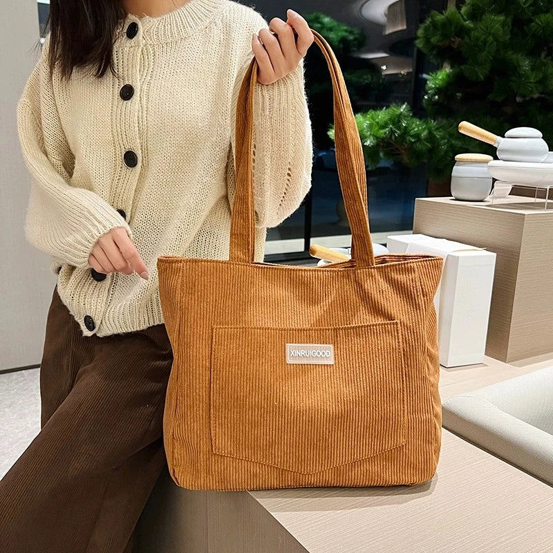 Damen-Schultertasche aus Cord, lässige modische Handtasche mit großem Fassungsvermögen zum Ausgehen, Geldbörsen und Handtaschen, Designer-Tasche