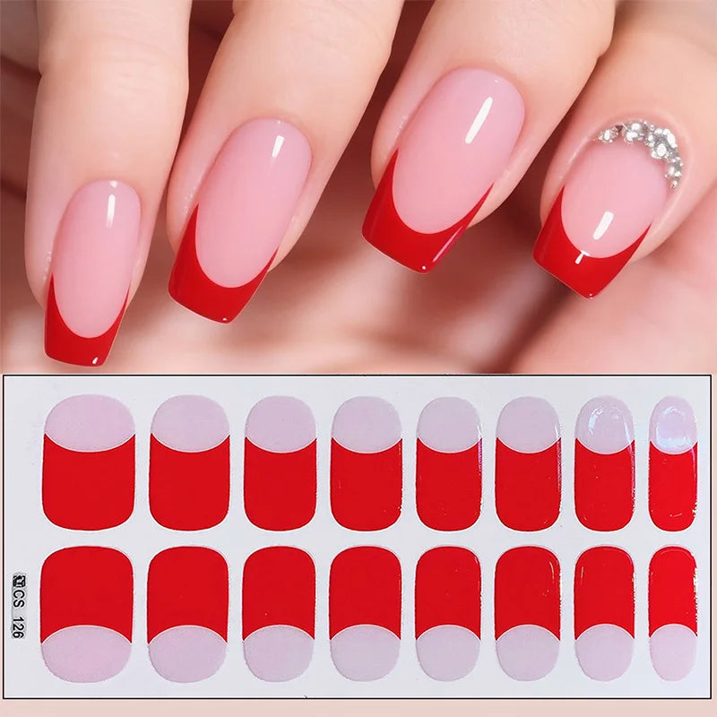 16 Tipps weinrote Nagelaufkleber, langlebig, einfarbig, volle Nagelfolien, selbstklebender Slider, Nagelkunst, DIY-Aufkleber, Maniküre-Dekor