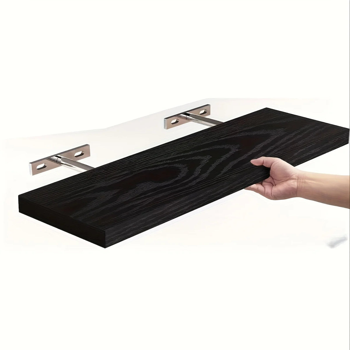 Klassisches, an der Wand montiertes horizontales Streifen-Designregal aus massivem Holz, platzsparend für Aufbewahrung und Präsentation im Wohnzimmer und Schlafzimmer