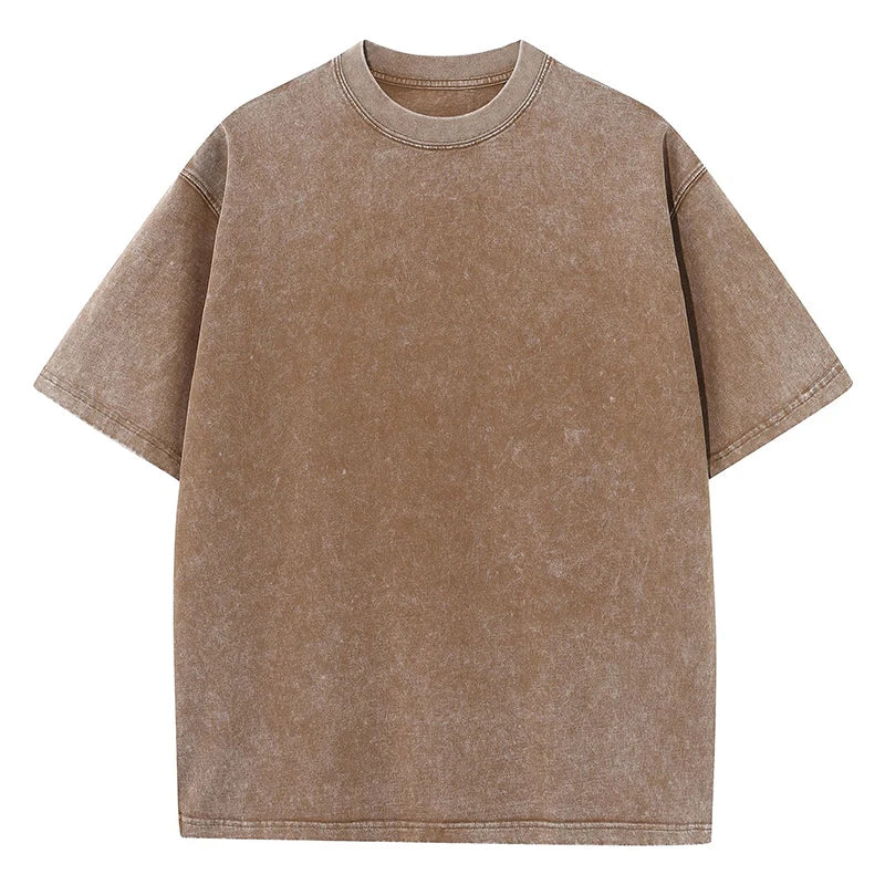 Mode Frauen Baumwolle Solide Gewaschen T-shirts Lose Oansatz T-shirts Straße Casual Komfortable Kurzarm Tops Weibliche Kleidung