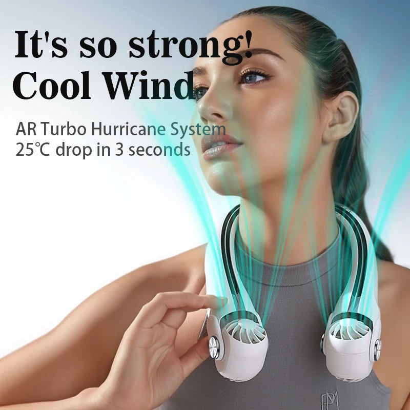 2026 Neu 360 °   Tragbarer Nackenventilator mit Luftzufuhr, Klimaanlage ohne Rotorblätter, Wiederaufladbarer Luftkühler mit Neigefunktion und Starkem Wind