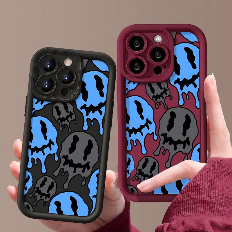 Geister-Skelett-gemusterte TPU-Softhülle für iPhone 15 16 14 Pro Max 13 12 11 Pro Max 16e stoßfeste Stoßstange Silikon-Telefonabdeckung