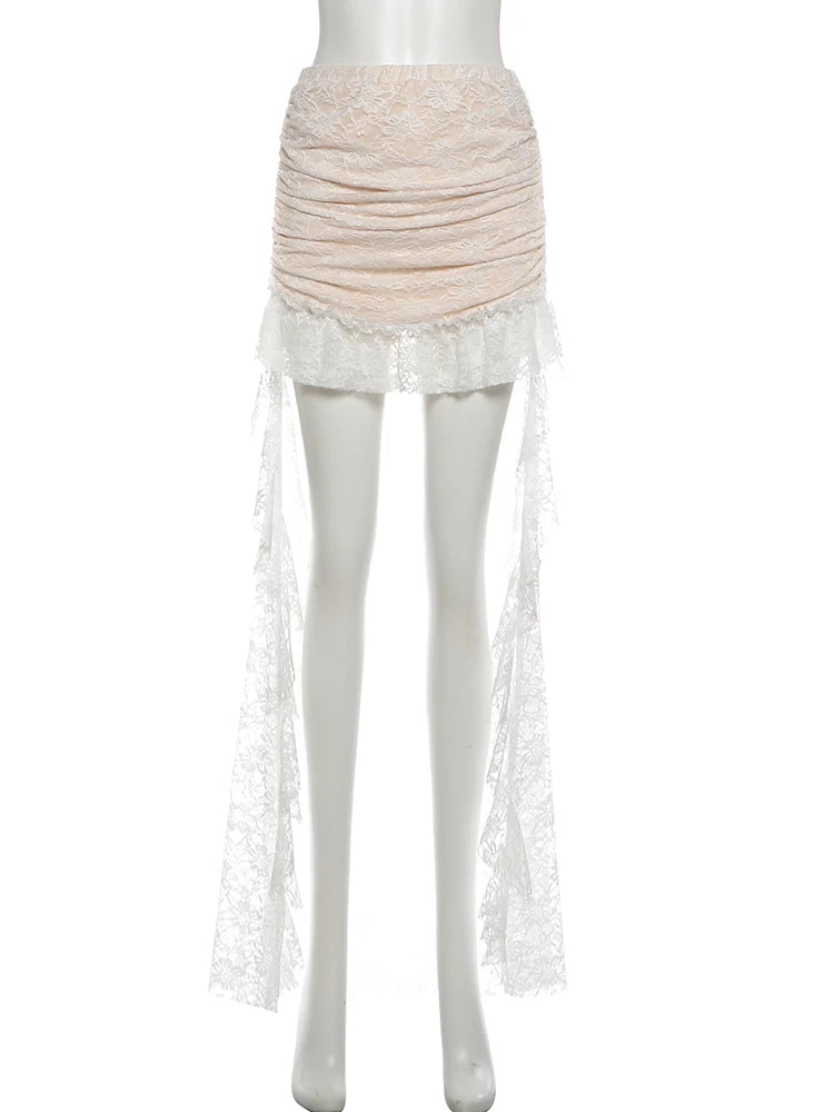 SIsterlinda Sexy Jacquard-Perlen-Patchwork-2-teiliges Set für Damen, Bandagen, Slash-Ausschnitt, rückenfreie Weste + unregelmäßiger Saum, abgestufte Rock-Anzüge