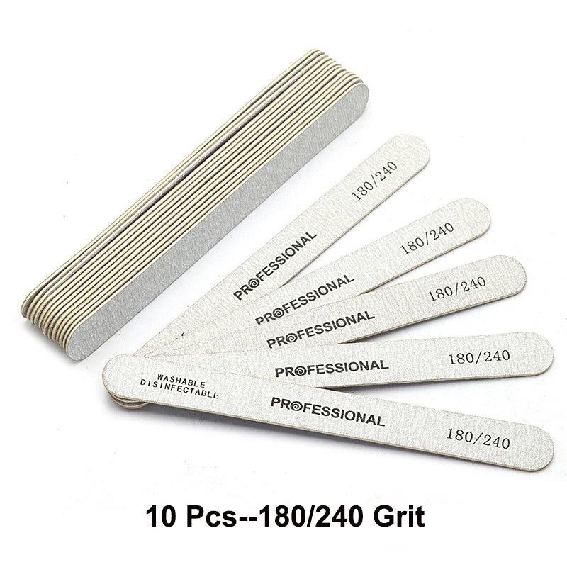 10 teile/los Holz Nagel Dateien Professionelle 100 180 240 Schmirgelbrett Maniküre Puffer Grau Boot doppelseitige Holz Pediküre Puffer