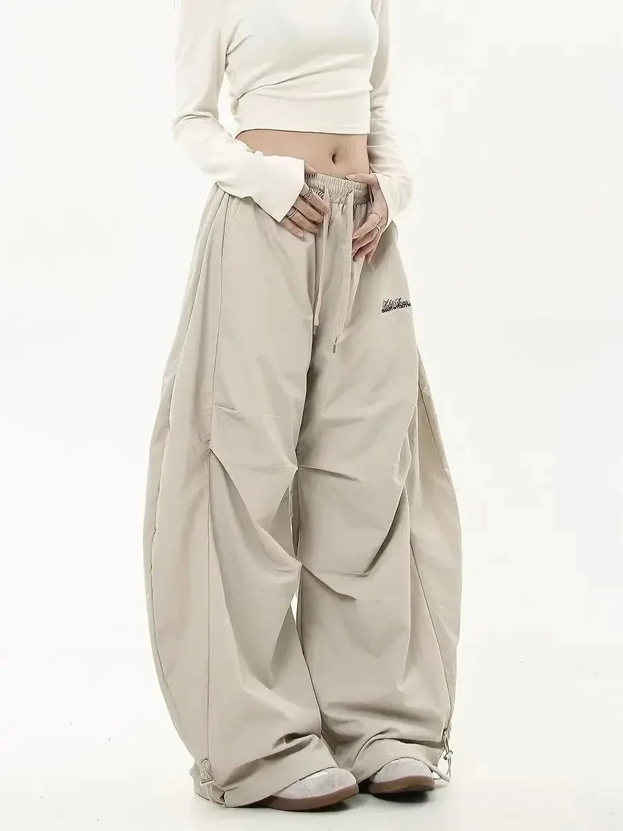 Retro Y2K Hip Hop Streetwear Casual Chic Passende Sweatpant Oversize frauen Breite Bein Hose Niedrige Taille Kordelzug Dame Cargo Hosen