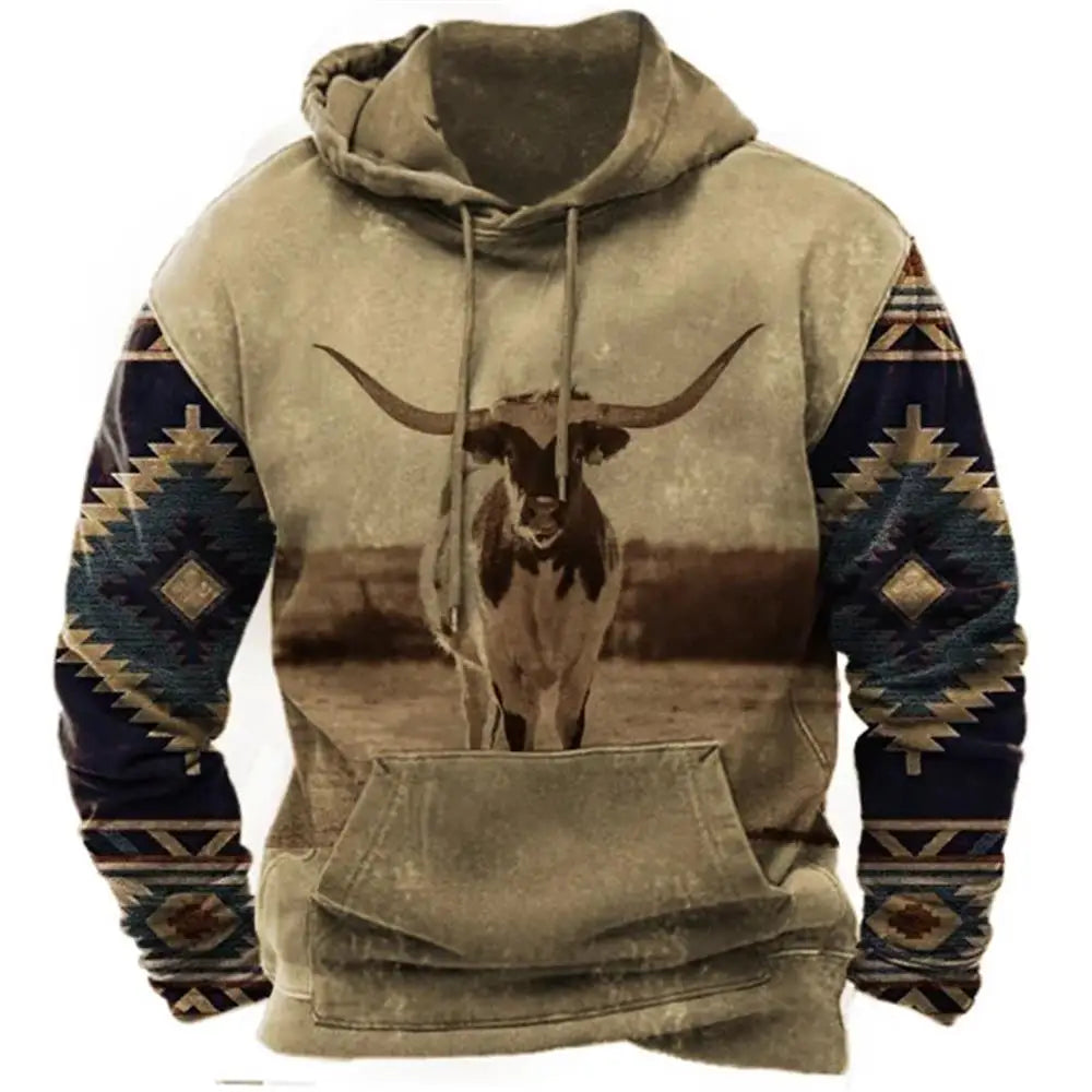 Neue Hoodies Sweatshirt männer Hoodie 3D Cowboy Gedruckt Pullover Übergroßen männer Tops Männlich Yellowstone Lose Vintage Kleidung Heißer