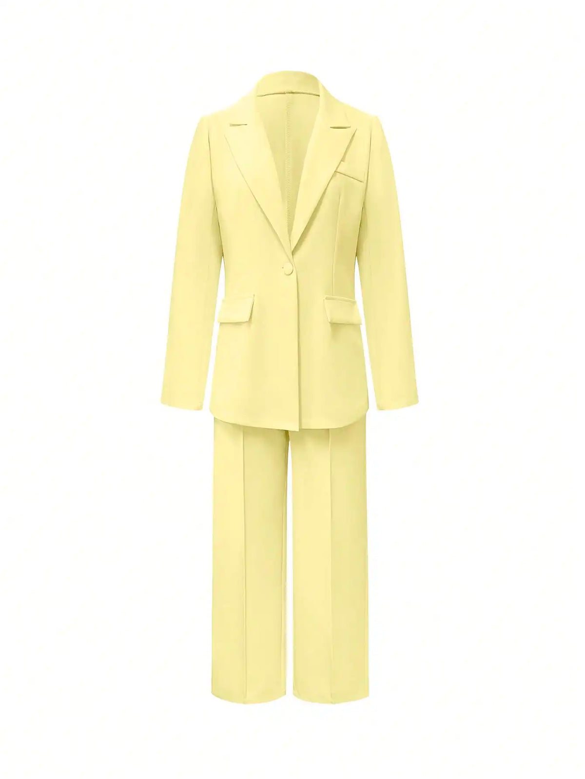 2-teiliges Anzug-Set – figurbetonte Blazer-Jacke und weit geschnittene Hose mit hoher Taille, elegantes Büro-Outfit für Arbeit, Business und formelle Anlässe
