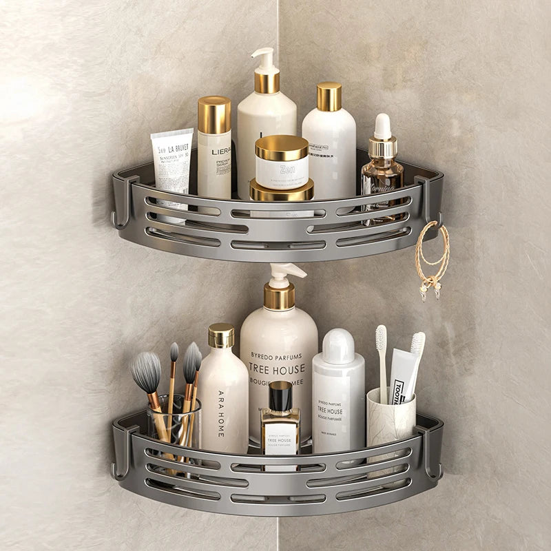Modernes Badezimmer-Eckregal, selbstklebendes Duschregal für Kosmetik, Toilettenartikel, Aufbewahrung, Valentinstagsgeschenk, Heimdekoration