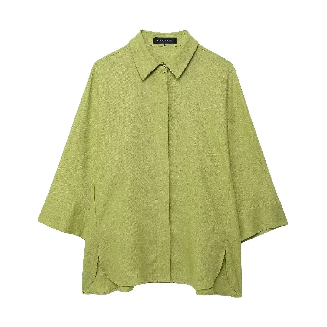 HH Frauen Casual Solide Bluse Hose Sets Lose Langarm Revers Shirts Elastische Taille Breite Bein Hosen Büro Dame Anzug
