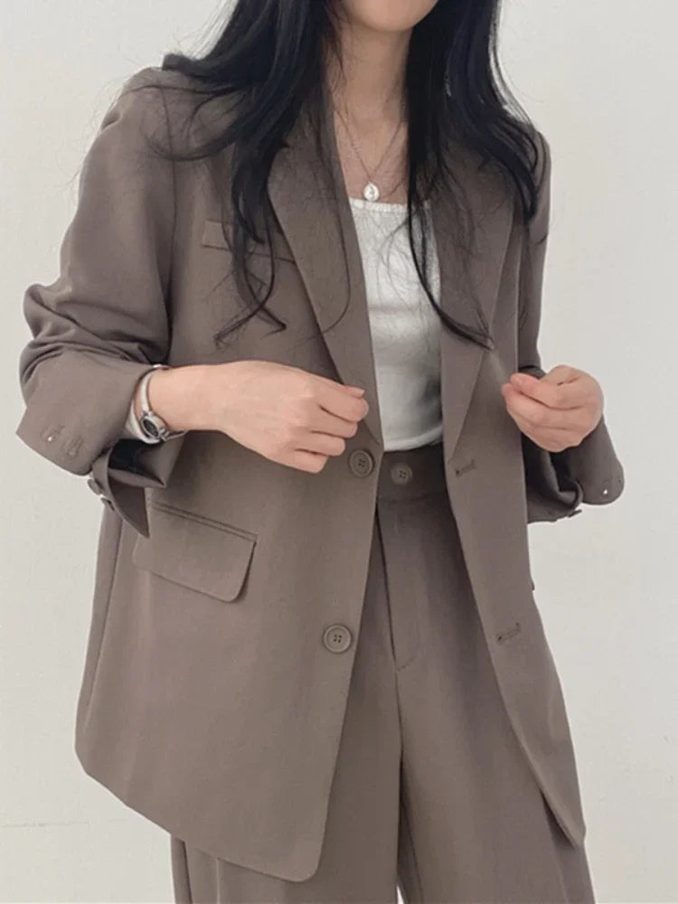Modische 2-Teilige Damen-Sets Frühling Herbst Neu im Koreanischen Stil Hosen-Sets Eleganter Pendler-Anzug Mantel 2-Teilige Damen-Jacken-Sets