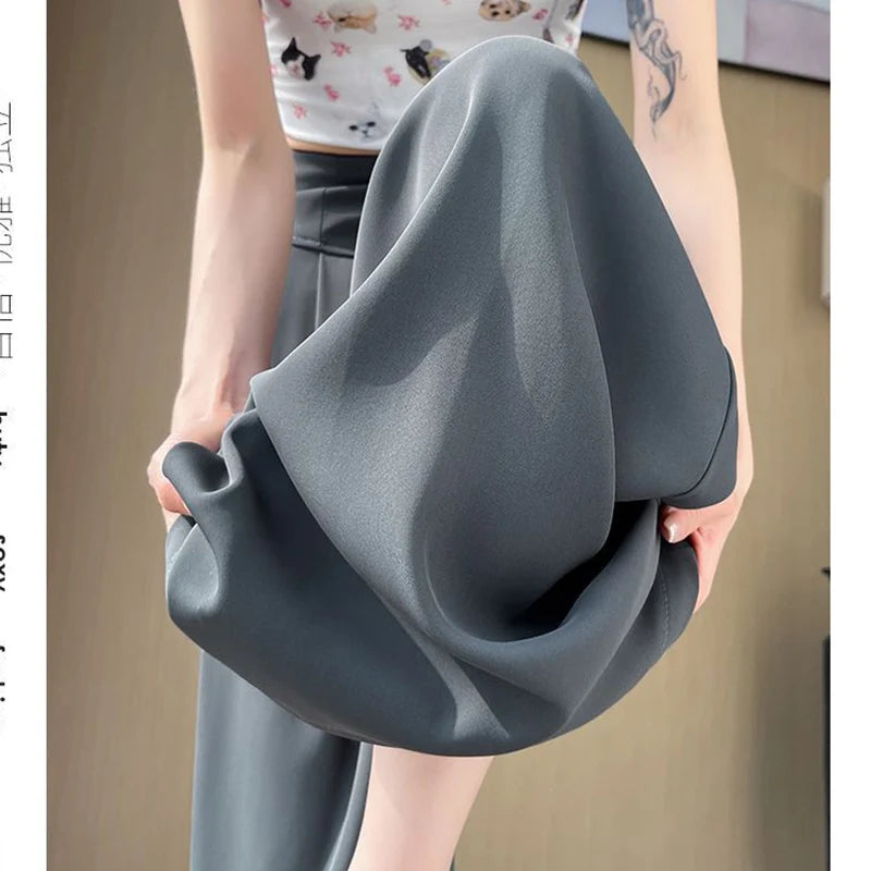 Neue Dame Hohe Taille Hosen Weibliche Klassische Anzug Breite Bein Hosen Frauen Koreanische Mode Komfortable Baggy Hosen