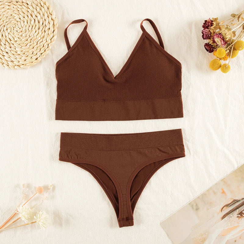 CHRLEISURE Frauen Unterwäsche Set Drahtlose Dessous Höschen Bh Sexy G-String Nahtlose Tank Crop Top Büstenhalter Neue