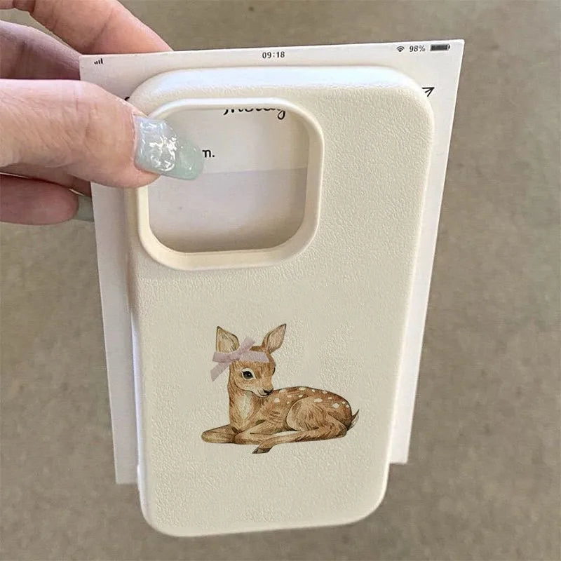 Hirsch Lichee Muster Einfache Retro Handyhülle für iPhone 17 16 15 14 13 12 11 Pro Max XS XR 16 Plus stoßfeste Candy Bumpper Cover