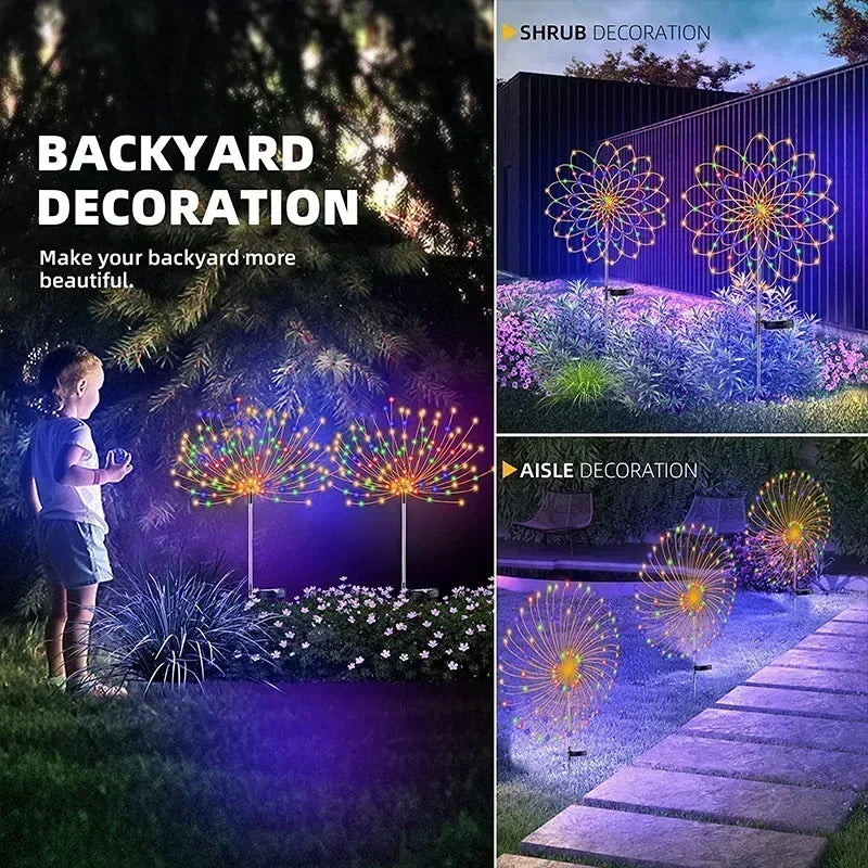 Solar LED Feuerwerk Lichterkette Outdoor Garten Dekoration Rasen Weg Licht für Terrasse Hof Party Weihnachten Hochzeit