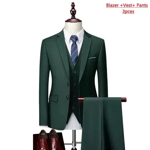 14 Farben M-6XL ( Jacke + Weste + Hose) High-End-Marke formale Business Herren Anzug dreiteiligen Bräutigam Brautkleid einfarbigen Anzug
