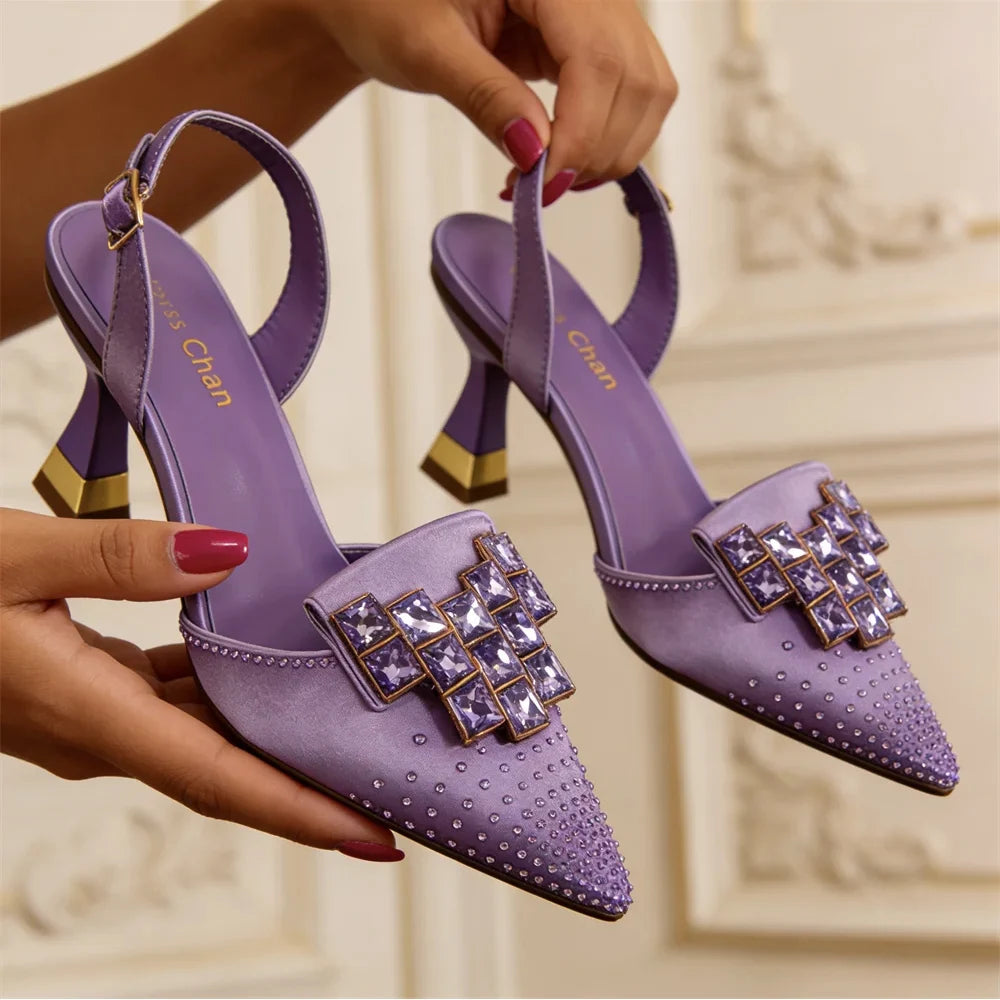 2026 Elegante Italienische Strass-Verzierte Spitze High Heels - Schicke Damenschuhe für Jeden Anlass