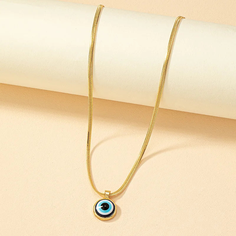 Glücksbringer Vergoldete Böser-Blick-Anhänger-Halskette für Damen und Herren Türkisches Blaues Auge Schlangenkette Halskette Party-Schmuck Accessoires