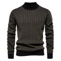 Aiopeson neues Design Herren Mock Neck Baumwolle Pullover Pullover Herbst Winter warm gestreiften Pullover für Männer