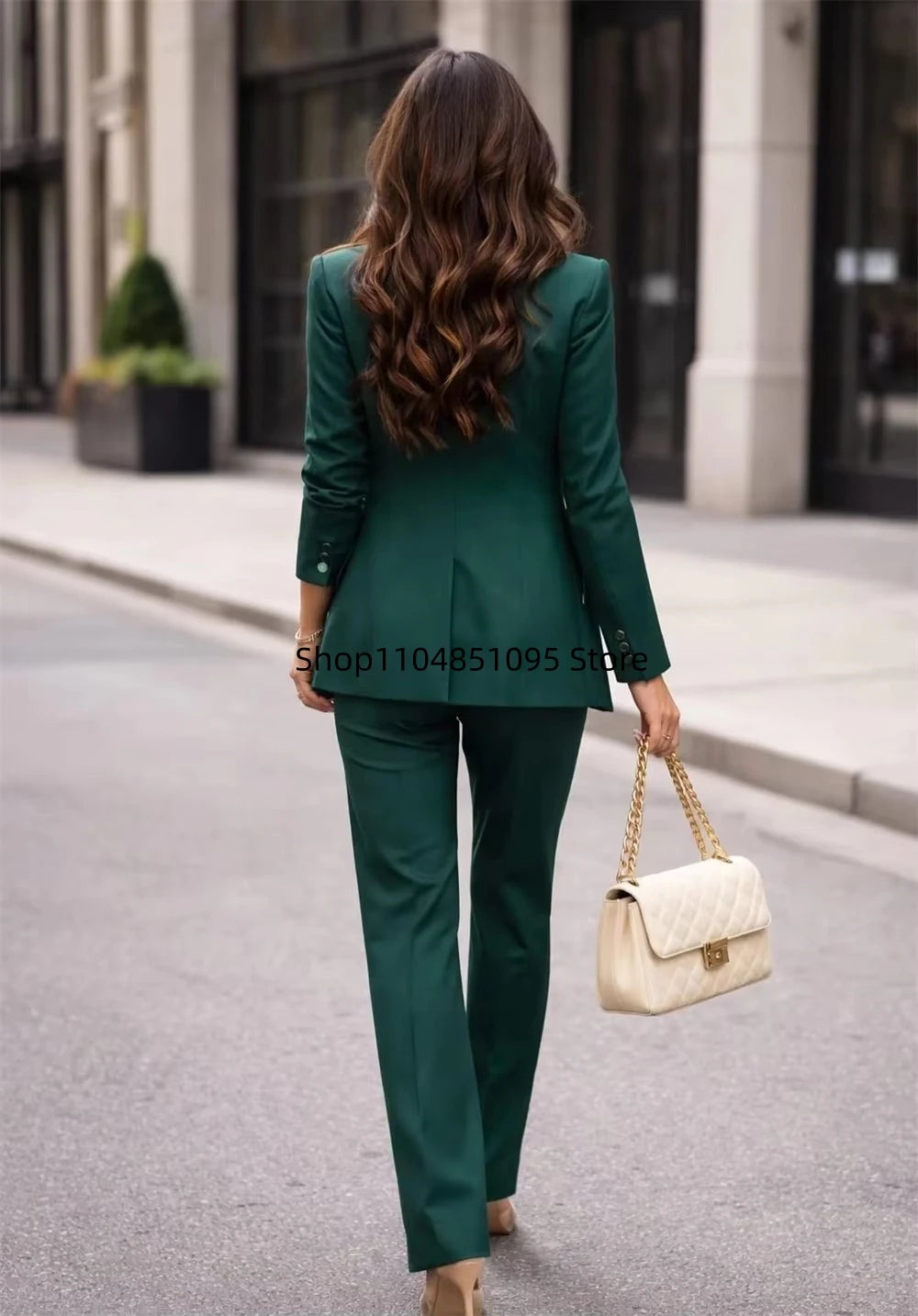 Modischer Frühling-Herbst Formeller 3-Teiliger Grüner Anzug Damenkleidung Büroanzug Oberteil Mantel Blazer Weste Lange Hose Set