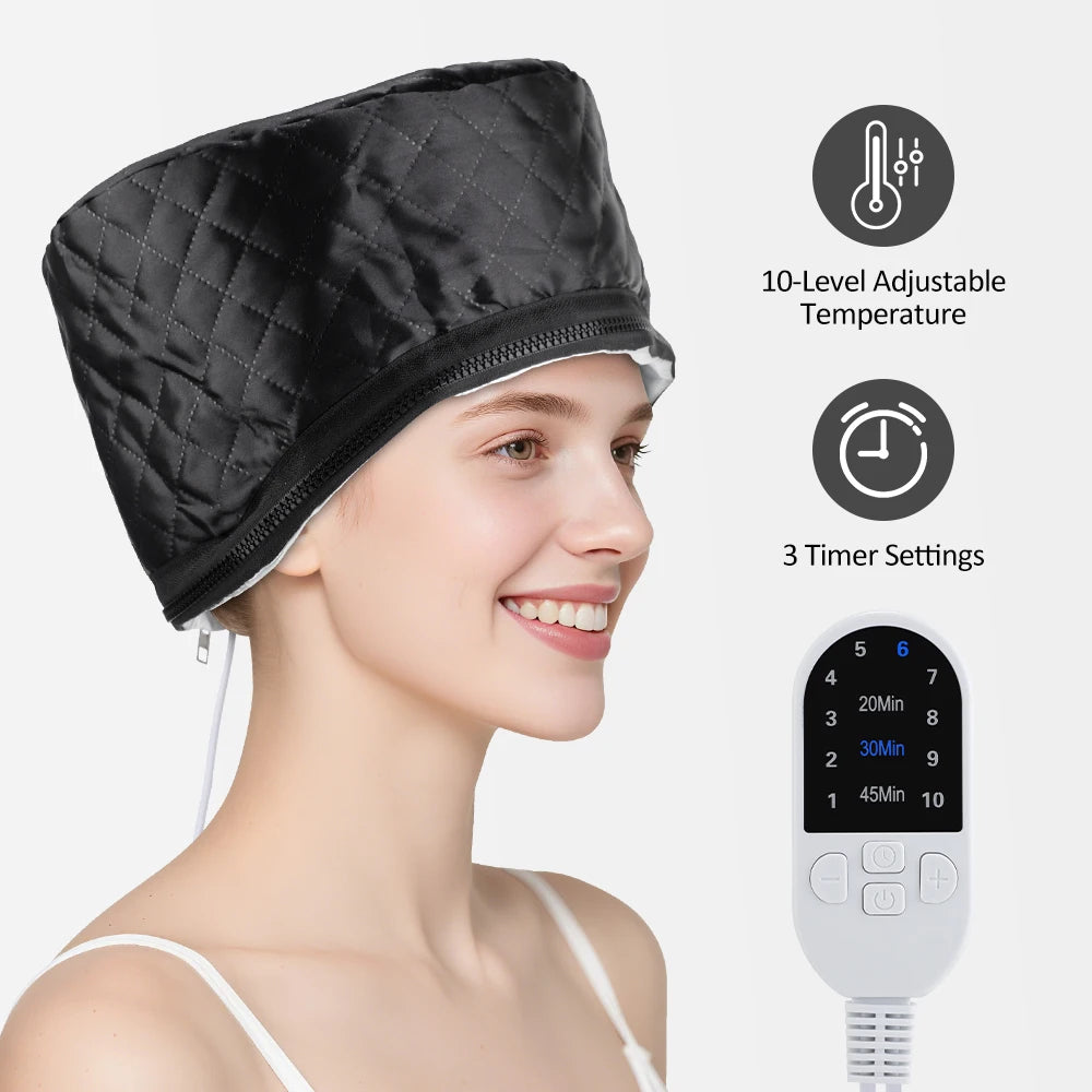SPA-Wärmekappe, Haardampfer für die Haarbehandlung, schwarzes Naturhaar, 10-stufige Haarmaske, Haarheizkappe für die Haarbehandlung zu Hause