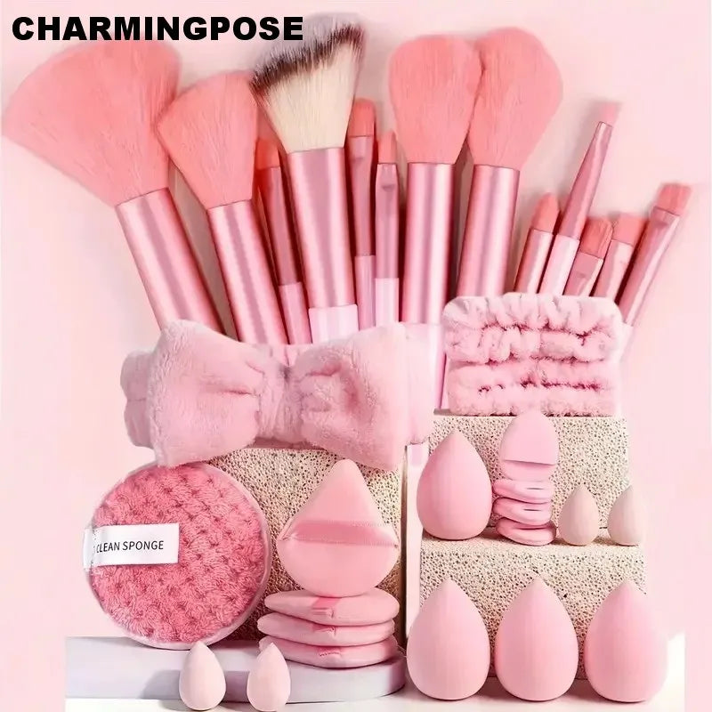 33-teiliges Make-up-Pinsel-Set, weiche professionelle Foundation- und Lidschatten-Mischpinsel, komplettes Kosmetik-Set für Frauen – ideal für Weihnachten B