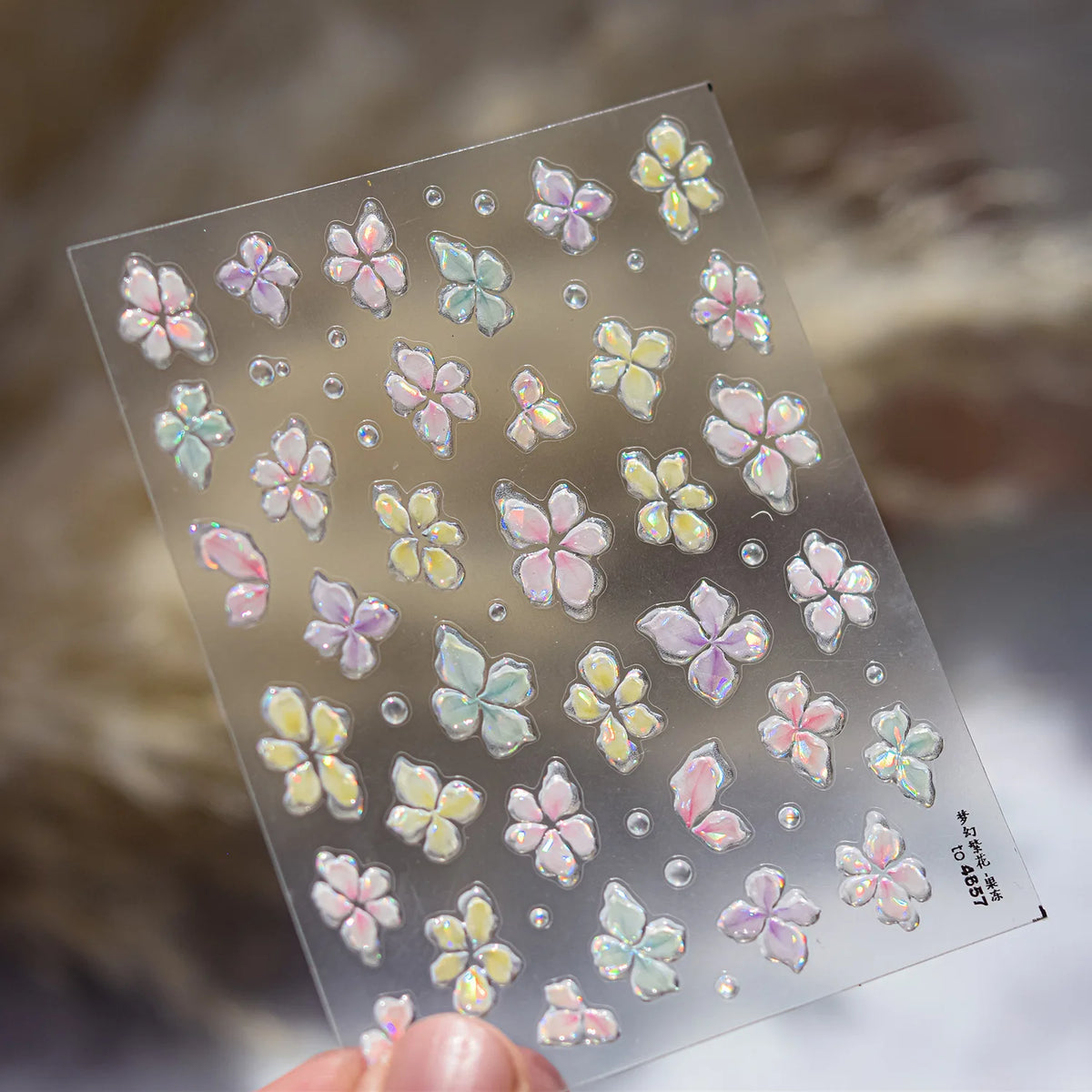 1 Stück 3D Lavendel Blumen Aufkleber für Nägel Frühling Sakura Blumenblätter Selbstklebende Slider Abziehbilder Kunst Maniküre für Dekoration