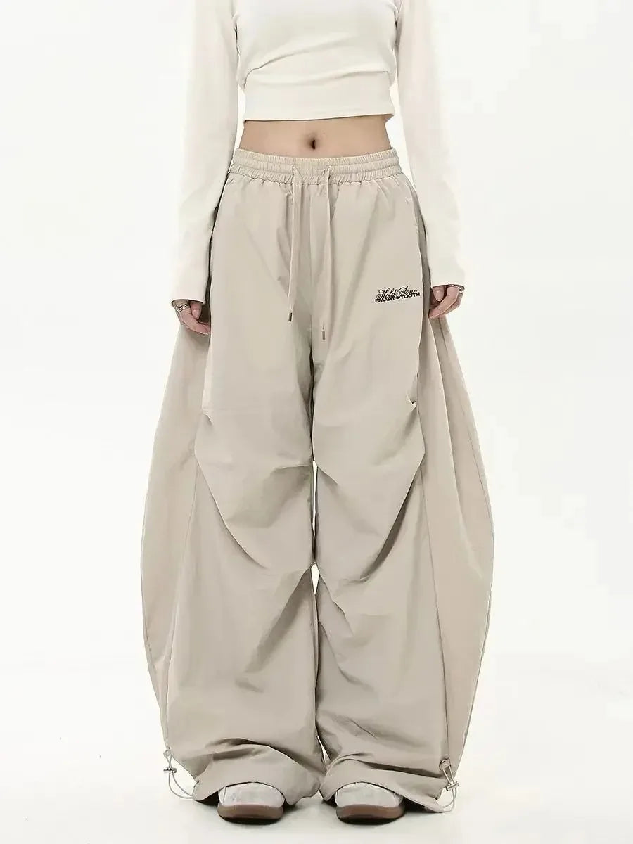 Retro Y2K Hip Hop Streetwear Casual Chic Passende Sweatpant Oversize frauen Breite Bein Hose Niedrige Taille Kordelzug Dame Cargo Hosen
