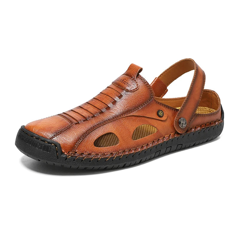 Herren-Sandalen Mode Leder Bequeme Sommer Outdoor-Strandschuhe Casual Dual-Use Rutschfeste Hochwertige Plateau-Pantoffeln