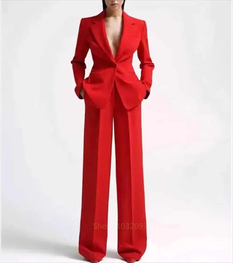 Damenanzug, 2-teilig, weiß, Doppelknopf, mit Revers, einfarbig, für Hochzeit, Bankett, Party, Business, Arbeit, Büro, Set aus Blazer und Hose