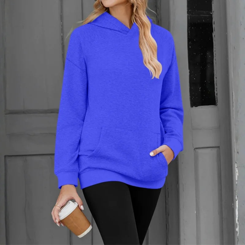 2026 NEU Damen Kapuzenpullover Locker Lässiger Sweatshirt mit Fallschulter-Ärmeln Frühling Herbst Outdoor Damen-Sweatshirt