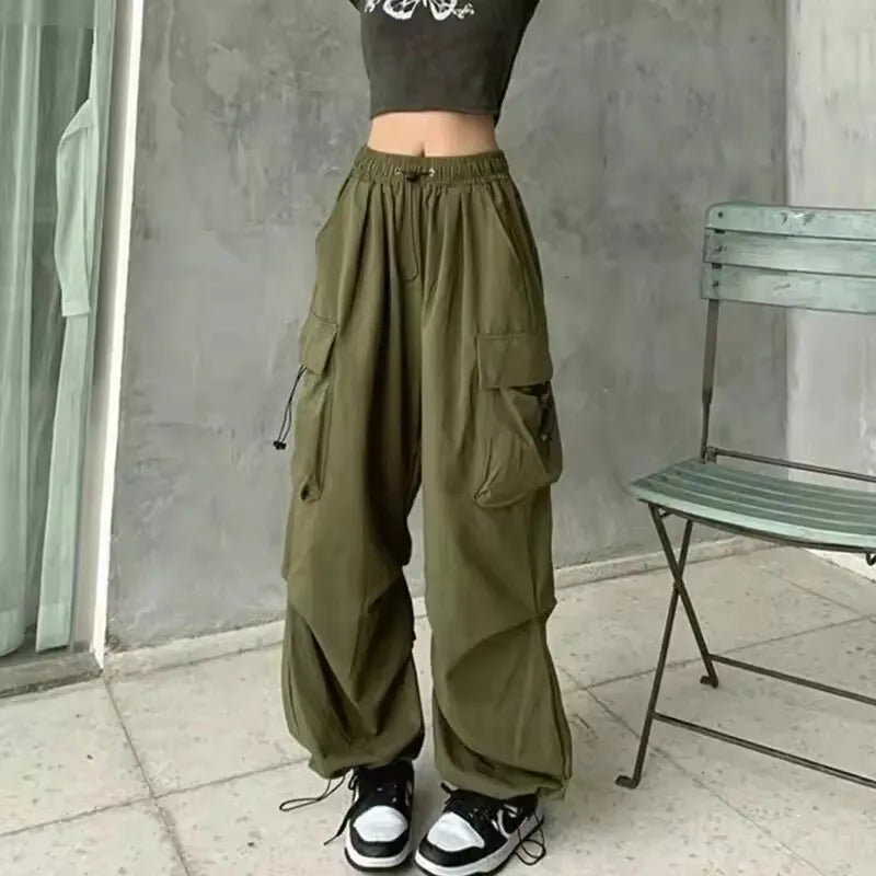 2025, Cargohose für Damen, Retro-Arbeitskleidung, lässig, Baggy, gerade Hose, modisch, breite Beintaschen, Joggerhose, Y2k-Streetwear