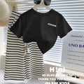 1-8 Jahre Sommer Mädchen Kleidung Set bequeme Brief T-Shirt Streifen locker sitzende Hose 2 Stück Anzug für Kinder Kinder Outfit
