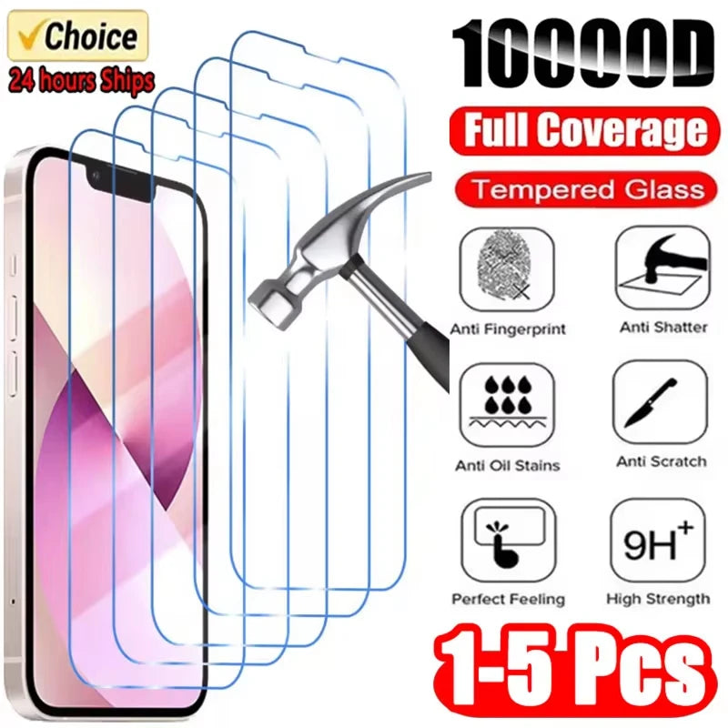 1-5PCS gehärtetes Glas für iPhone 15 Pro Max 16 11 15 17 14 Plus 12 Mini 13 8 XR 7 XS Max XS Air 6 16e 13 XR X Displayschutzfolie