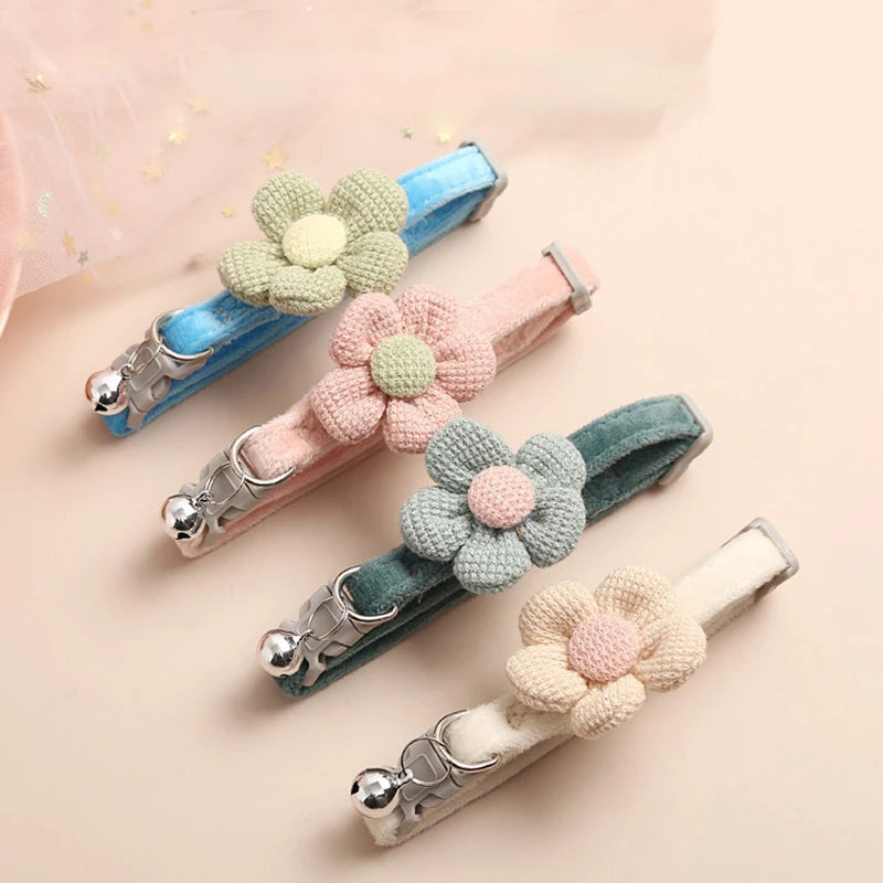 Katze Glocke Kragen bunte verstellbare Schweiß niedlichen Cartoon Haustier Halsband Sonne Blume Fliege weichen Polyester kleinen Hund Katze Halskette