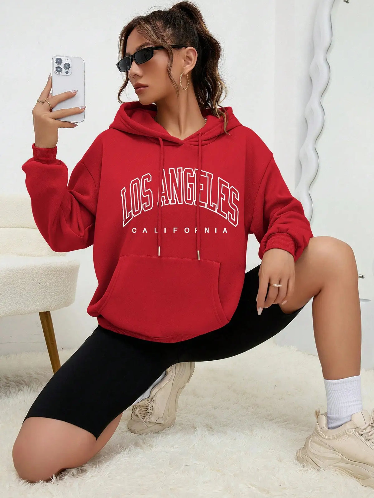 Los Angeles Kunst Brief Design Frauen Plus Größe Hoodies Amerikanischen Stil Casual Hoody Herbst Hip Hop Hoodie Frau Fleece Kleidung