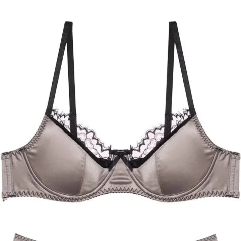 Kawaii Zodiac Roter Satin-BH, süßes Dopamin-Dessous-Set für kleine Brust, Push-Up-Sammelt gegen Durchhängen, süße sinnliche Bralette AB