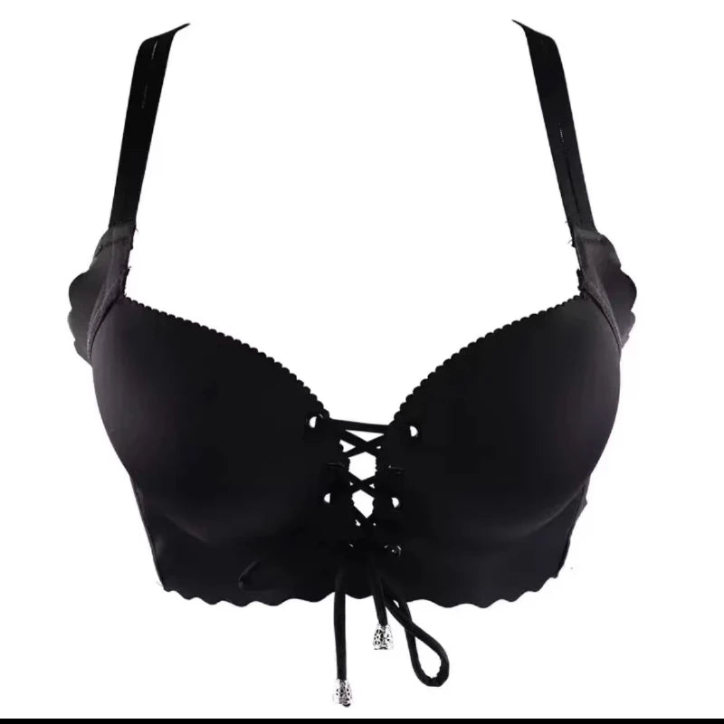 Sexy, verdicktes Push-up-BH-Set für Damen, kabelloser Komfort-BH mit verstellbarem Kordelzug, gepolsterte Bralette, schöner Rücken, elegante Dessous