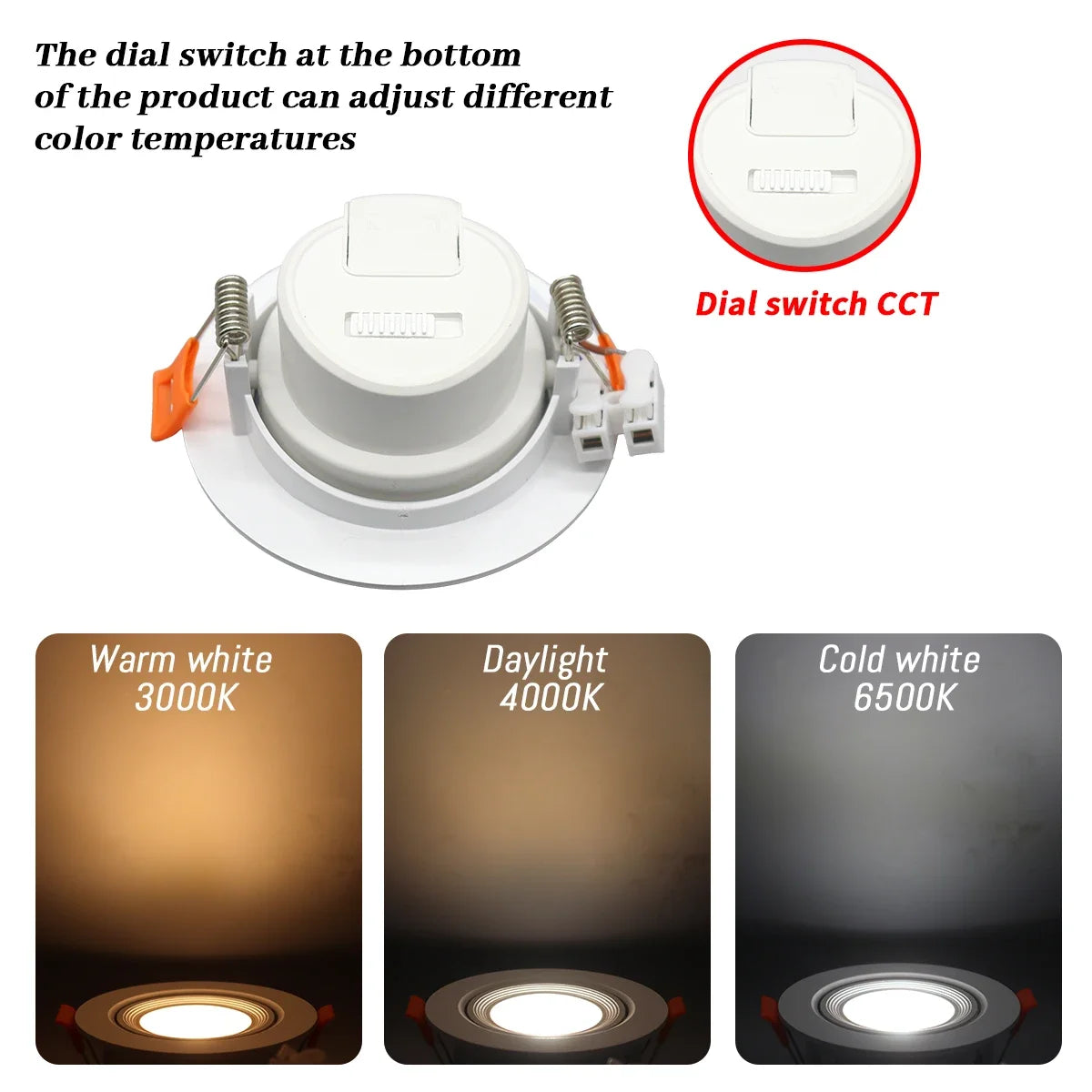 1-10 Stück 7W 3 CCT LED Farbwechsel 3000K 4000K 6000K LED-Deckenstrahler Einbauleuchte AC 110V 220V Einstellbar 90° °   Beleuchtungsspot